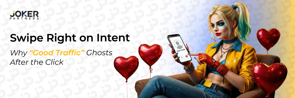 Joker Partners banner: Swipe Right on Intent, why good traffic ghosts after the click in affiliate marketing